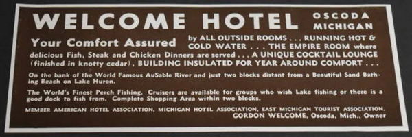 Welcome Hotel - 1947 Ad (newer photo)